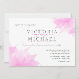 Invitations florales effilées de mariage de rose