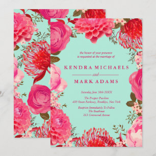 Invitations florales modernes, roses et moulures
