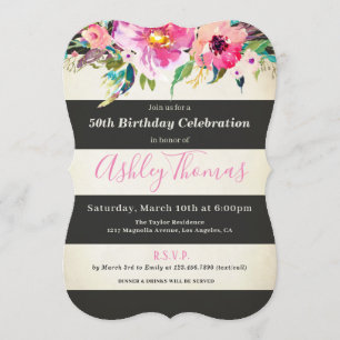invitations florales pour les femmes à 50e anniver