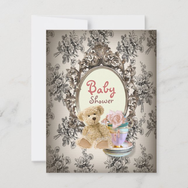 invitations florales rustiques de baby shower (Devant)