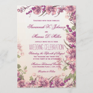 Invitations florales vintages de mariage de jardin