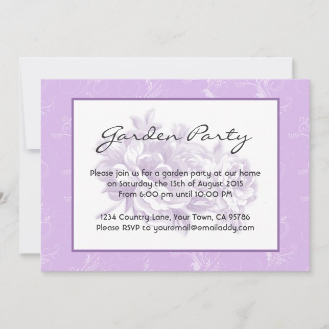 Invitations florales violettes de Garden Party (Devant)