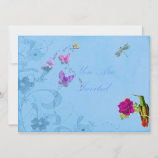 Invitations floraux aux aux colibris et papillons