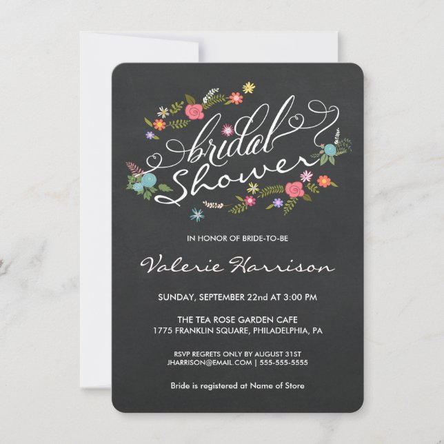 Invitations floraux de Fête de la mariée de (Devant)