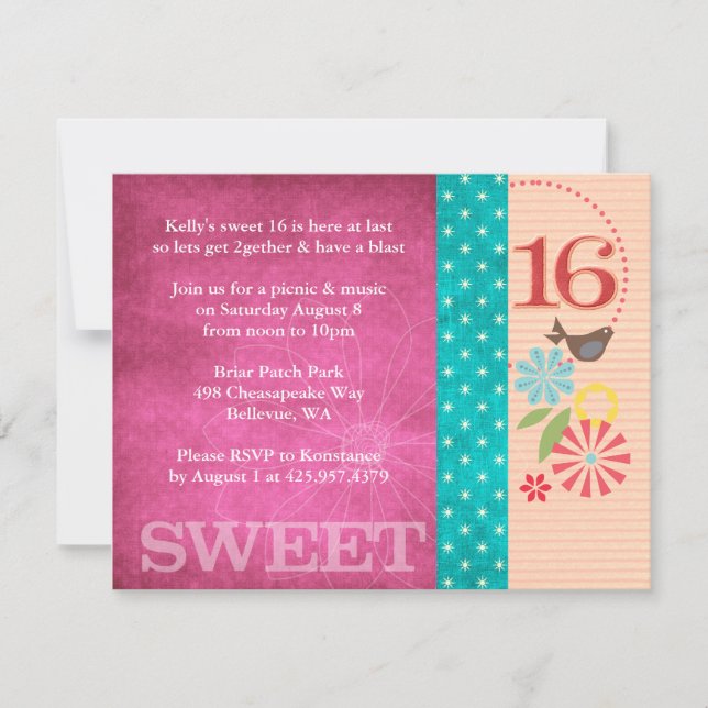 Invitations florifères funky (Devant)