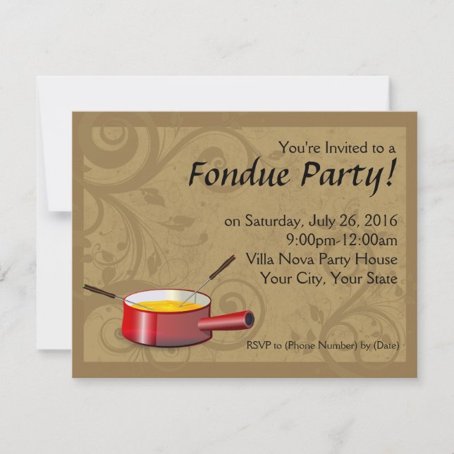 Invitations Fondue Party - Fromage (Devant)