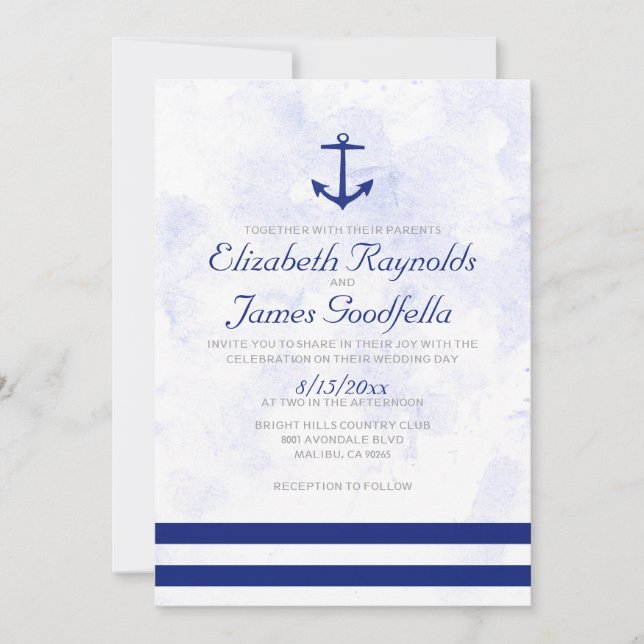 Invitations formelles de mariage d'Ancre (Devant)