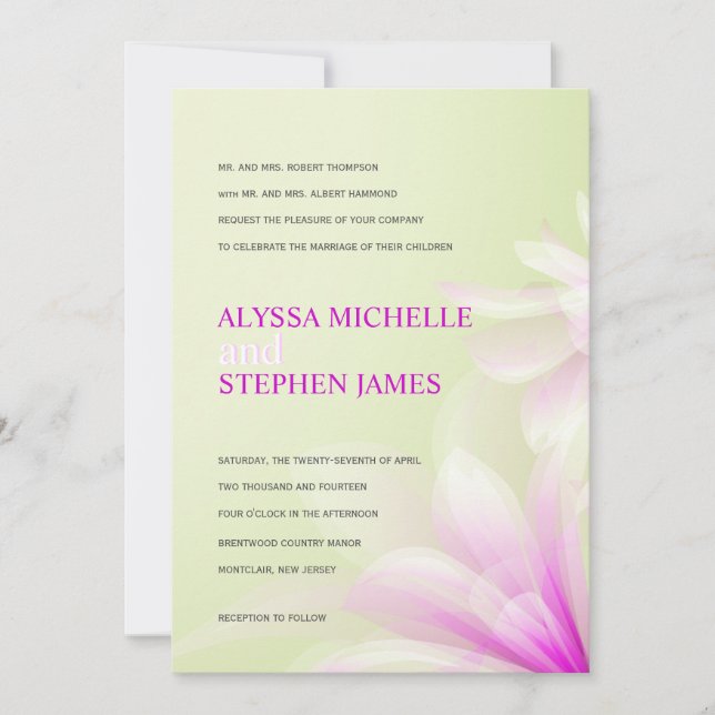 Invitations Formelles Florales De Mint Green Purpl (Devant)