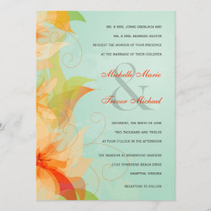 Invitations formelles florales oranges de mariage