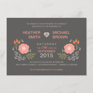 Invitations formelles florales rustiques de