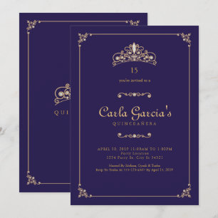 Invitations formelles, Gold Quinceanera