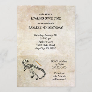 Invitations fossiles de fête d'anniversaire de