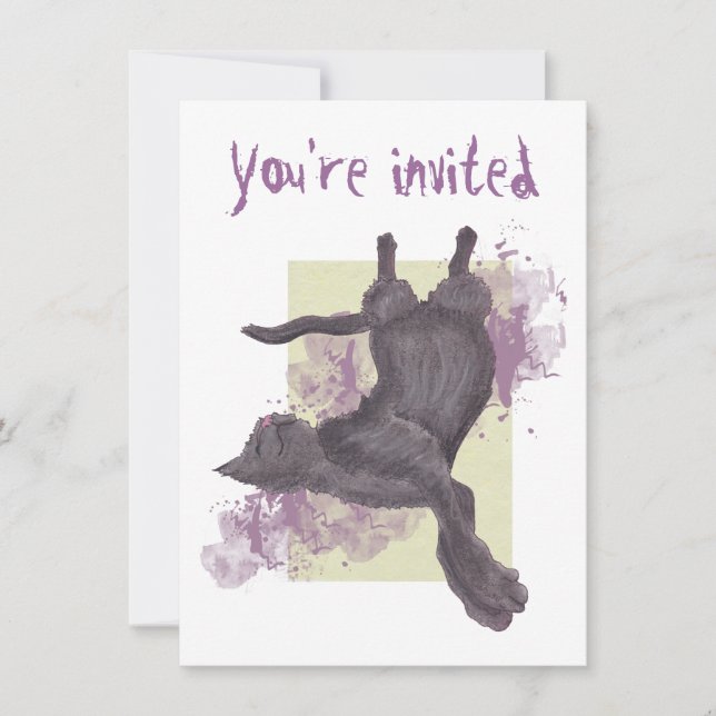 Invitations frais d'anniversaire de chat de bande (Devant)