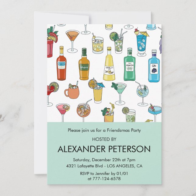 Invitations Friendsmas Cocktail Contemporain (Devant)