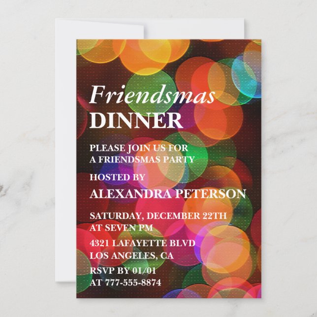 Invitations Friendsmas dîner Confettis Étincelle (Devant)