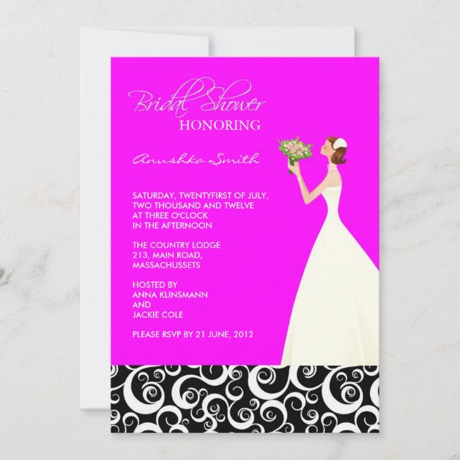 Invitations Fuchsia et Black Bridal (Devant)