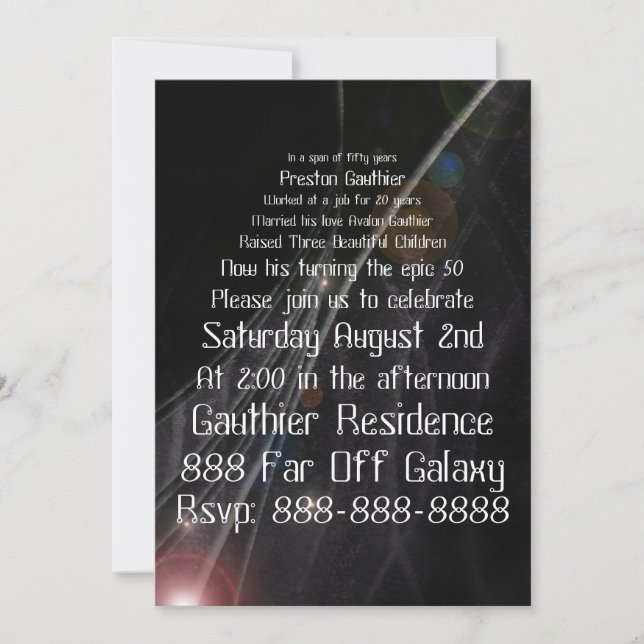 Invitations Geeky galactiques épiques (Devant)