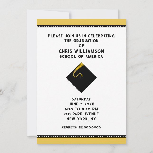 Invitations Gold et Black Graduation Party (Devant)