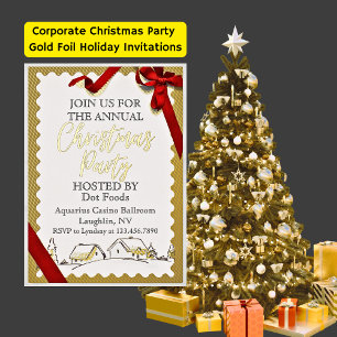 Invitations Gold Foil de fête de Noël d'entreprise