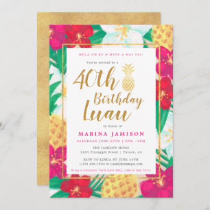 Invitations Gold Luau Party