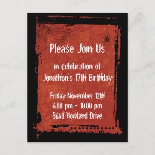 Invitations gothiques grunges d'anniversaire de