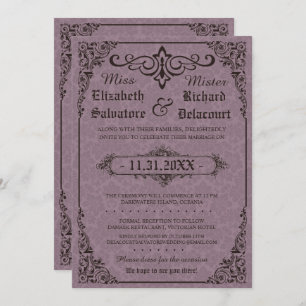 Invitations gothiques victoriens Mariage damassé