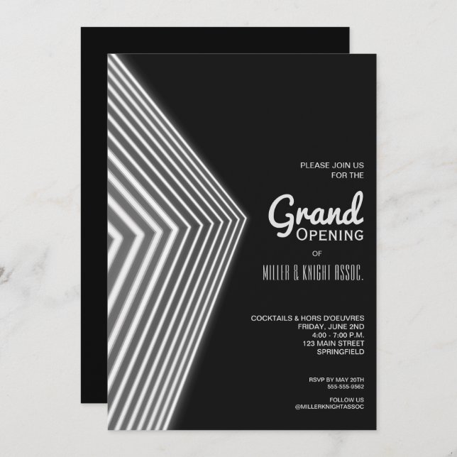 Invitations grand ouverture White Neon (Devant / Derrière)