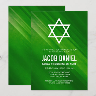 Invitations Green Grunge Bar Mitzvah