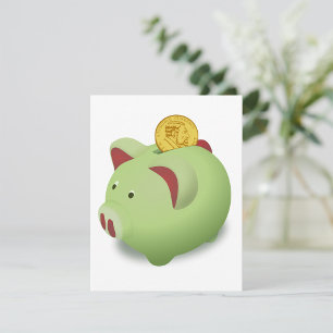 Invitations Green Piggy Bank