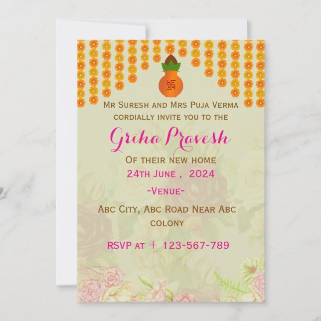 Invitations Grihapravesh (Devant)