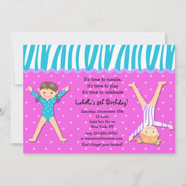 Invitations gymnastiques de fête d'anniversaire de (Devant)