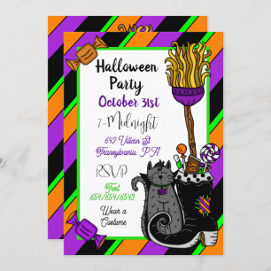 Invitations Halloween personnalisés   Sorcière et 