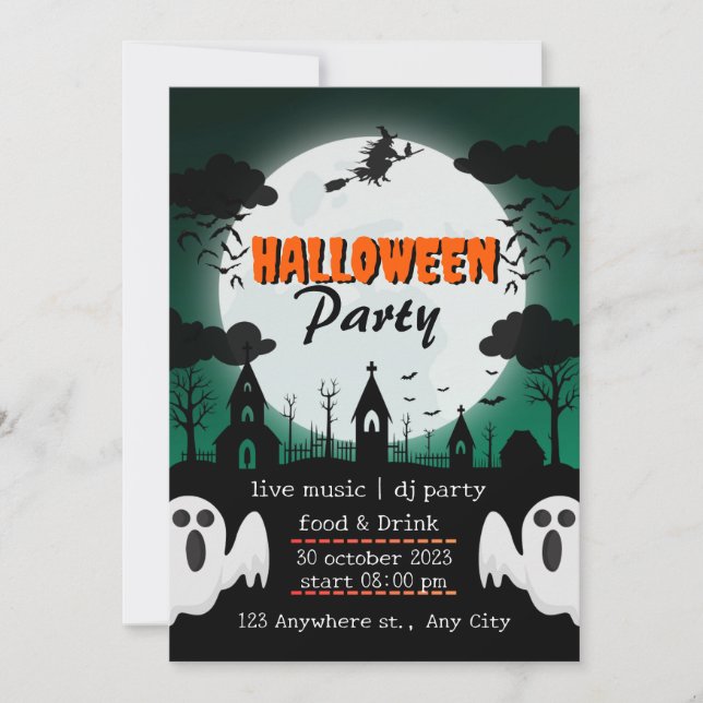 Invitations Halloween pour vos amis et votre famil (Devant)