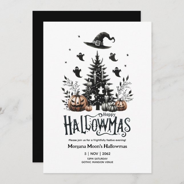 Invitations Hallowmas Halloween Christmas Mashup (Devant / Derrière)