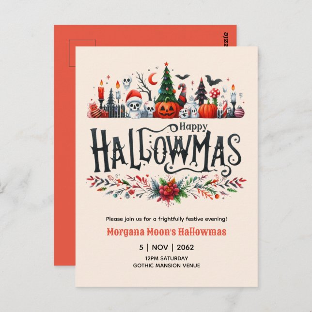 Invitations Hallowmas Halloween Christmas Mashup (Devant / Derrière)