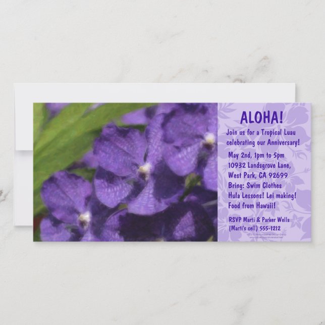 Invitations Hawaïennes Floral Luau (Devant)