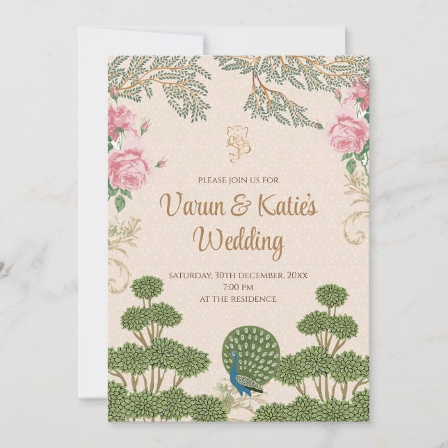 Invitations hindoues et Faire-part de mariage indi (Devant)