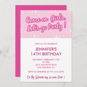 Invitations Hot rose 14e anniversaire pour sa fill