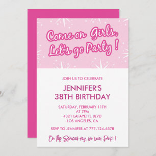 Invitations Hot rose 38e anniversaire pour sa fill