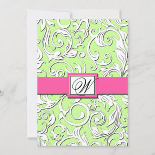 Invitations Hot Rose & Lime Green Mariage damassé