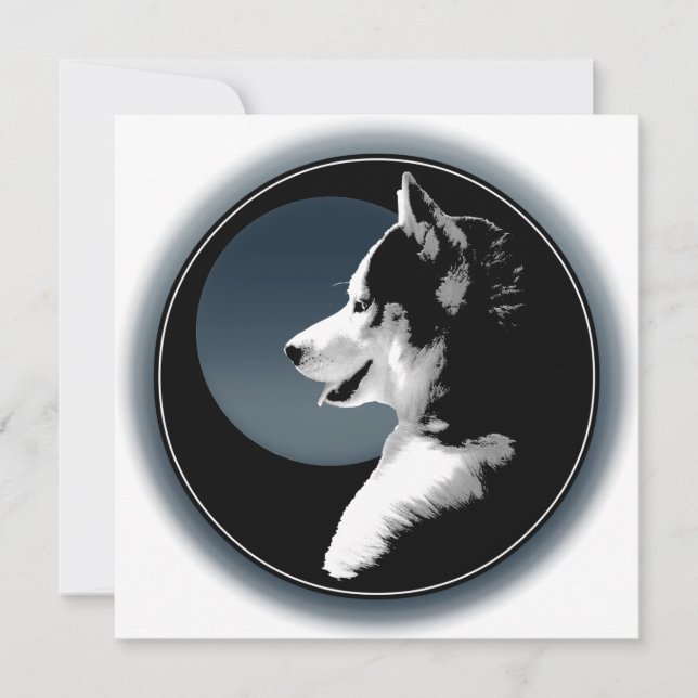 Invitations Husky personnalisées carte Husky Sibér (Devant)