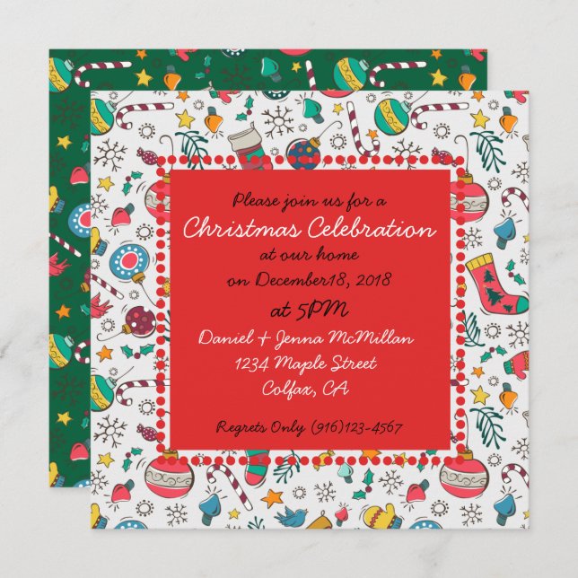 Invitations Imprimantes De Noël (Devant / Derrière)