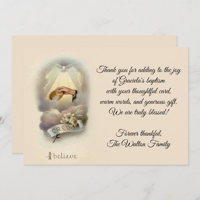 Invitations infantiles catholiques traditionnelles (Devant / Derrière)