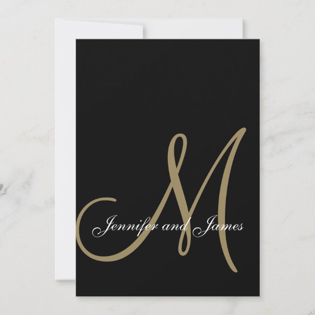 Invitations initiales aux mariages d'or noir (Devant)