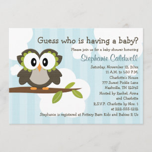 Invitations Invitations de douche pour bébés Owl B