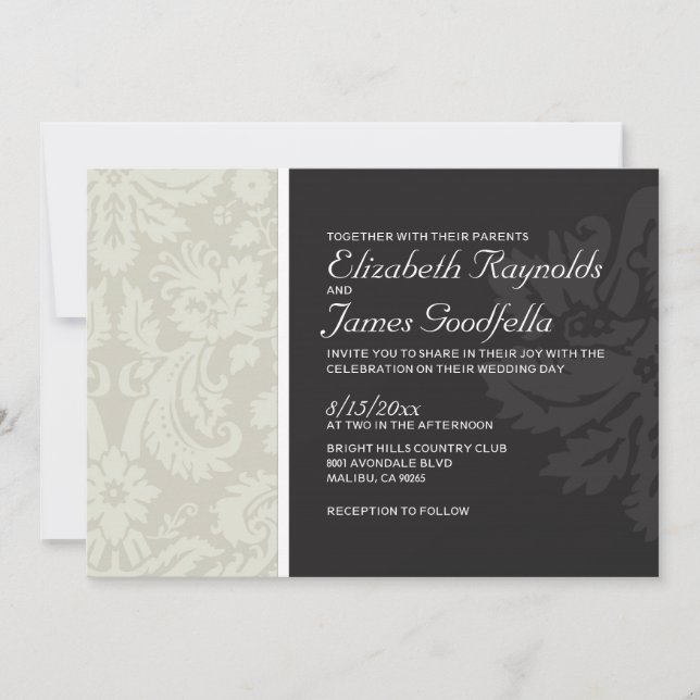 Invitations Ivory Mariage damassé (Devant)