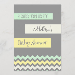 Invitations jaunes de baby shower de Chevron de