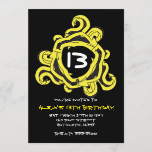 Invitations jaunes et noires folles d'anniversaire