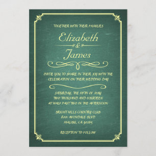 Invitations jaunes et vertes de mariage de tableau