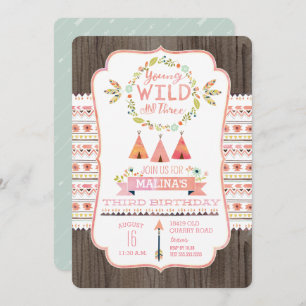 Invitations jeunes, sauvages, et trois de fille